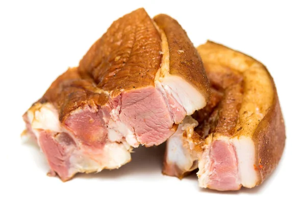 Carne Ahumada Aislada Sobre Fondo Blanco —  Fotos de Stock