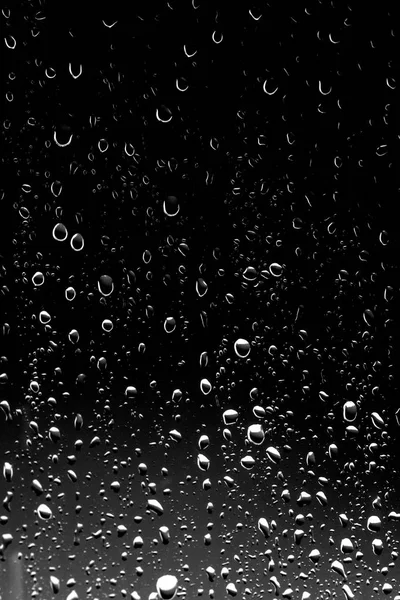 Dešťové Kapky Černé Sklo — Stock fotografie