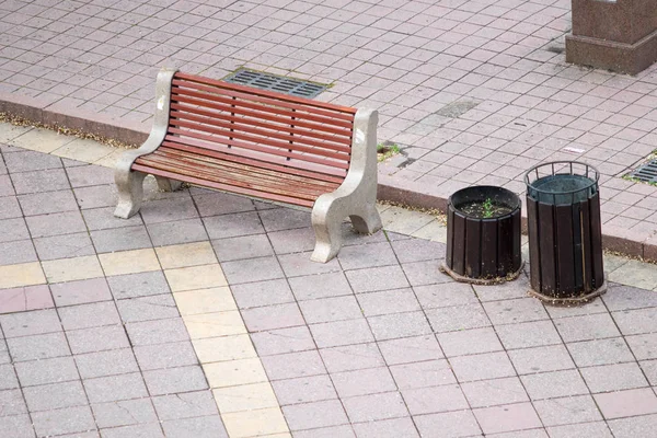 Banc Bois Dans Parc Été — Photo