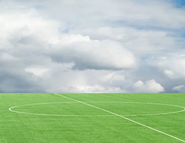 Green Football Field Sky Clouds — Stock Photo, Image