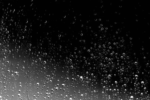 Gotas Lluvia Sobre Vidrio Negro Textura Vidrio Húmedo — Foto de Stock