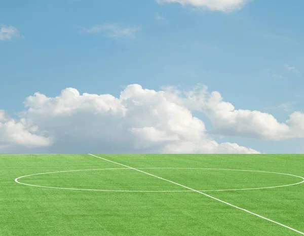 Green Football Field Sky Clouds — Stock Photo, Image