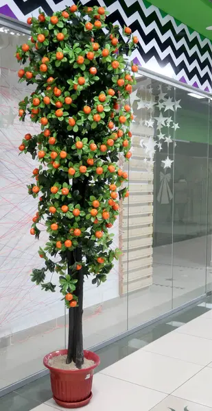 Artificial Mandarin Tree Plastic Tree — Stock Photo, Image