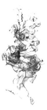 Beyaz bir arka plan üzerinde siyah alev duman