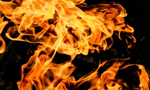 Burning Fire Flames Black Background — Stock Photo, Image