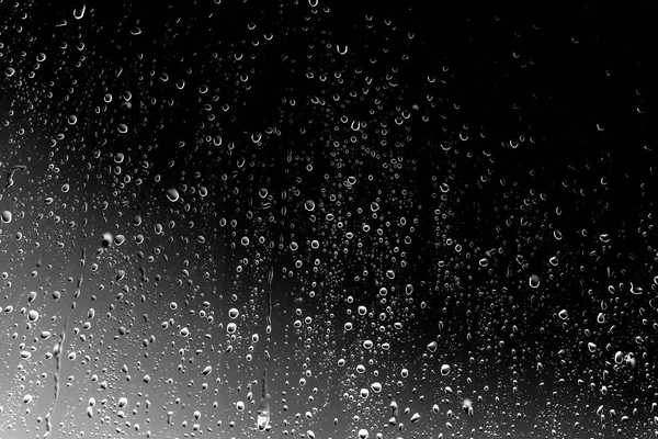 Gotas Lluvia Sobre Vidrio Negro Textura Vidrio Húmedo — Foto de Stock