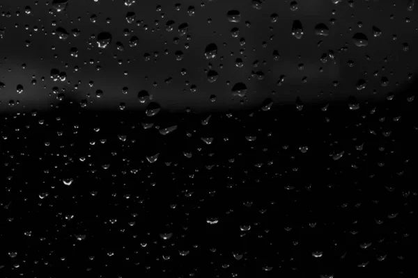 Regentropfen Auf Schwarzem Glas Nasse Glasstruktur — Stockfoto