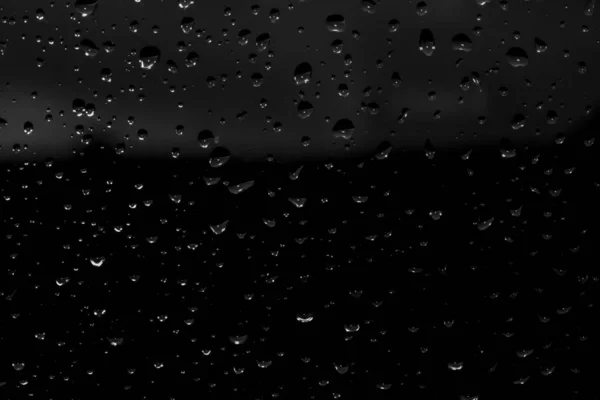 Gotas Lluvia Sobre Vidrio Negro Textura Vidrio Húmedo —  Fotos de Stock