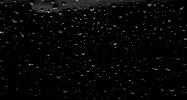 Gotas Lluvia Sobre Vidrio Negro Textura Vidrio Húmedo — Foto de Stock