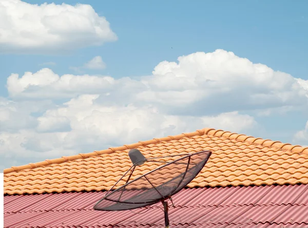 Antenn Taket Huset Himmel Och Moln — Stockfoto