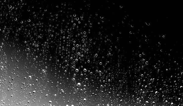 Gouttes Pluie Sur Verre Noir Texture Verre Humide — Photo