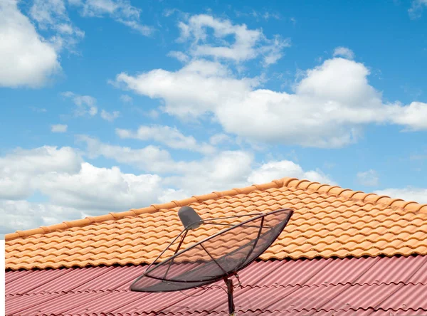 Antenn Taket Huset Himmel Och Moln — Stockfoto