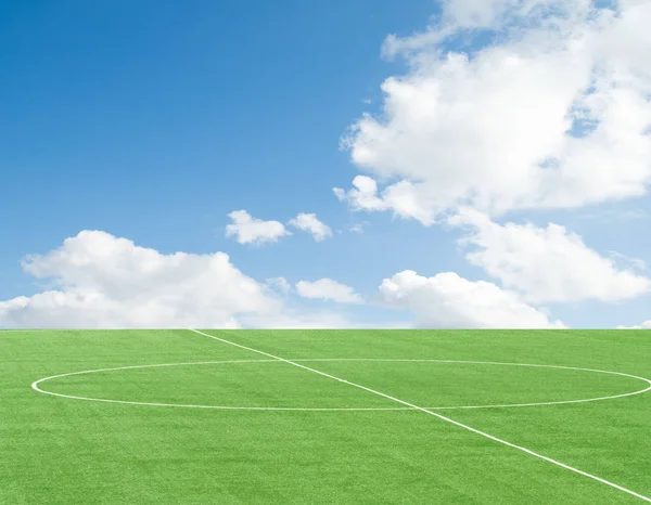 Green Football Field Sky Clouds — Stock Photo, Image