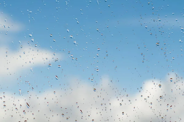 Gotas Vidro Fundo Céu — Fotografia de Stock