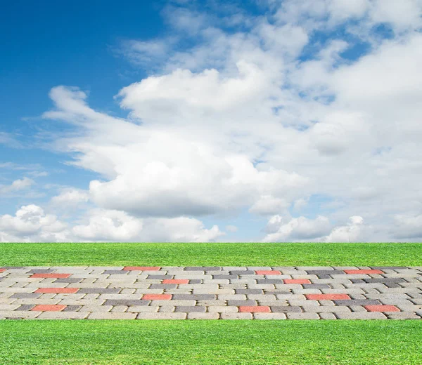 Gras Grind Wolken Hemelachtergrond — Stockfoto