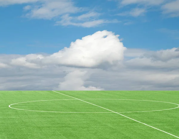 Green Football Field Sky Clouds — Stock Photo, Image