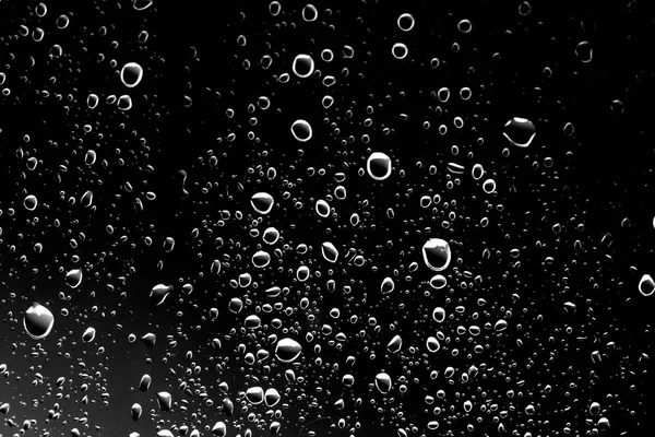 Gotas Lluvia Sobre Vidrio Negro Textura Vidrio Húmedo — Foto de Stock