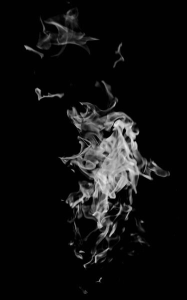 White flame smoke on black background