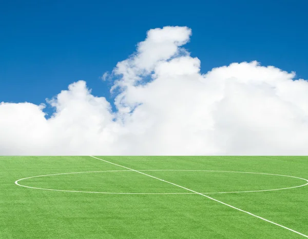 Green Football Field Sky Clouds — Stock Photo, Image