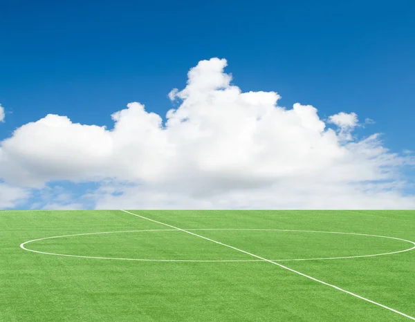 Green Football Field Sky Clouds — Stock Photo, Image