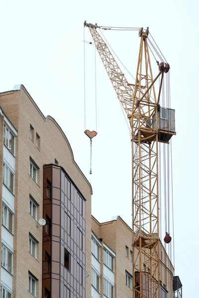 Crane New Block Flats New Multi Storey House — Stock Photo, Image