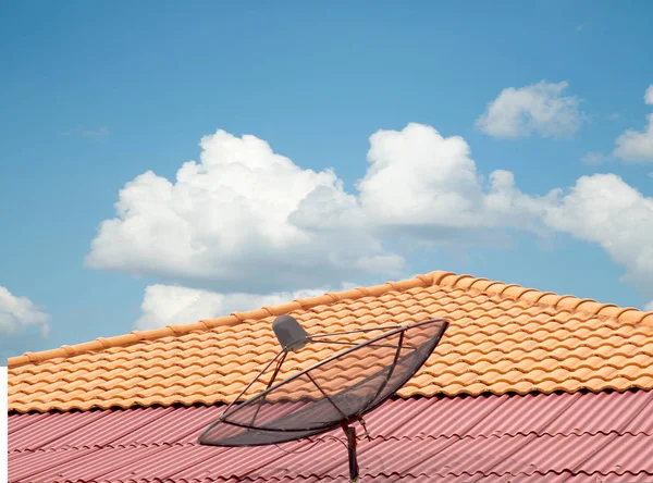 Antenn Taket Huset Himmel Och Moln — Stockfoto