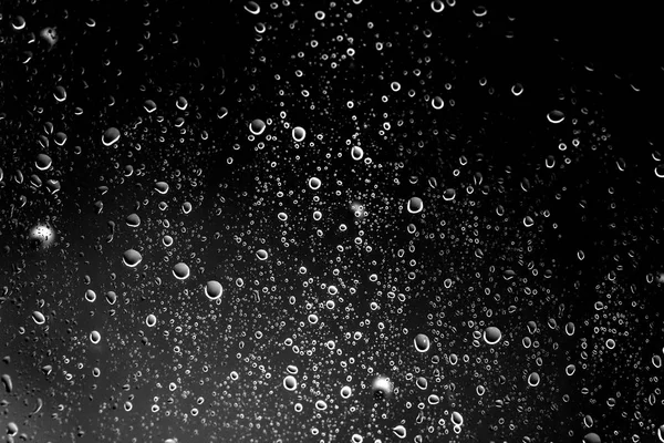 Gotas Lluvia Sobre Vidrio Negro Textura Vidrio Húmedo — Foto de Stock
