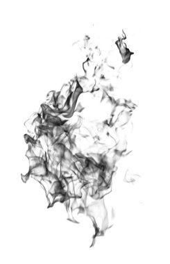 Beyaz bir arka plan üzerinde siyah alev duman