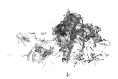 Beyaz bir arka plan üzerinde siyah alev duman