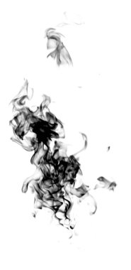 Beyaz bir arka plan üzerinde siyah alev duman