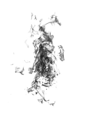 Beyaz bir arka plan üzerinde siyah alev duman