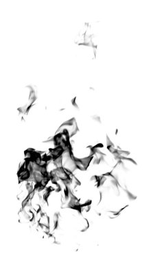 Beyaz bir arka plan üzerinde siyah alev duman