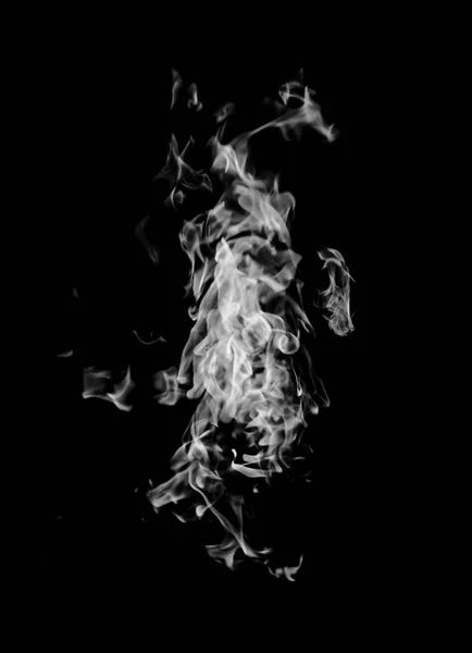 Witte Vlam Rook Zwarte Achtergrond — Stockfoto