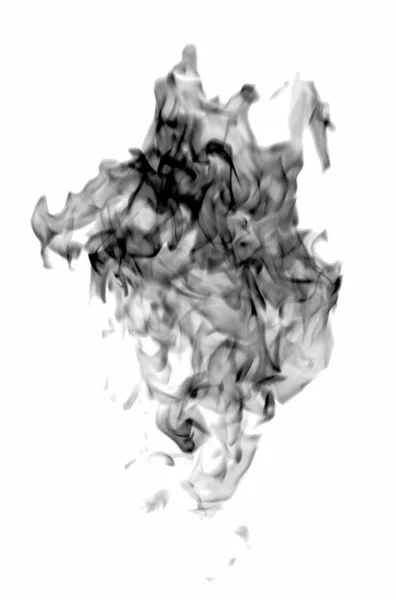 白の背景に黒炎煙 — ストック写真