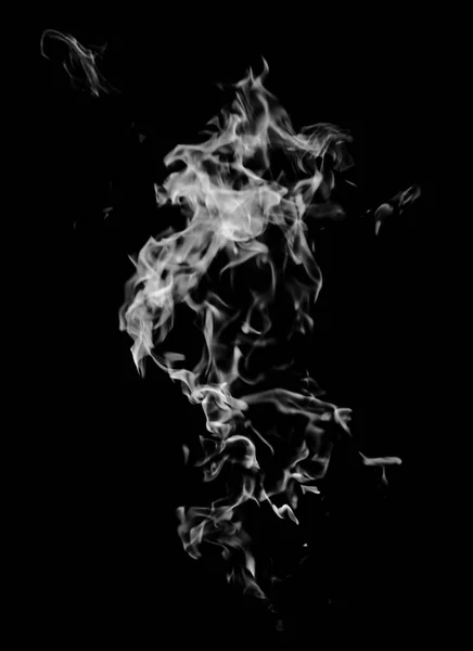 Biały Płomień Dymu Czarnym Tle — Zdjęcie stockowe