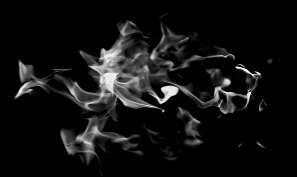 white flame smoke on black background