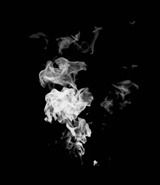 white flame smoke on black background