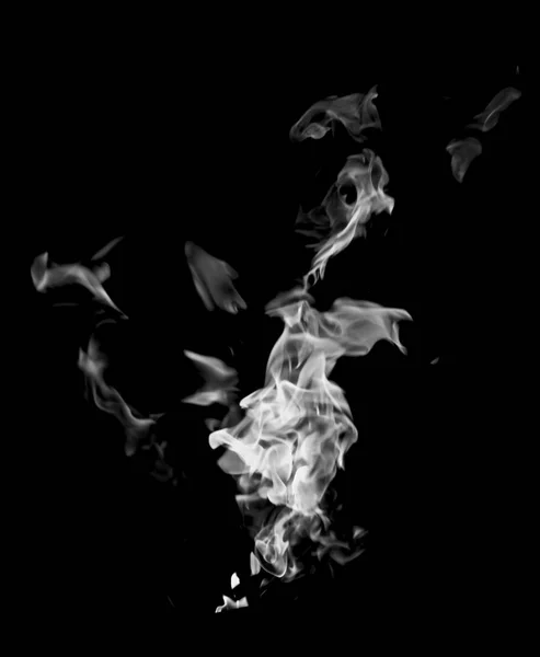 white flame smoke on black background