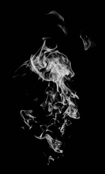 white flame smoke on black background