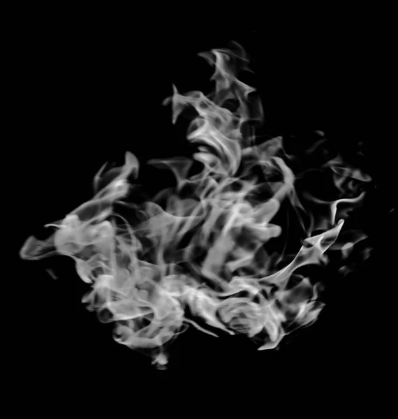 Fumée Flamme Blanche Sur Fond Noir — Photo