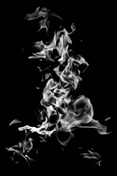 white flame smoke on black background