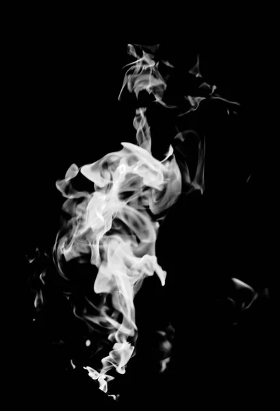 Λευκή Φλόγα Καπνίζουν Μαύρο Φόντο — Φωτογραφία Αρχείου