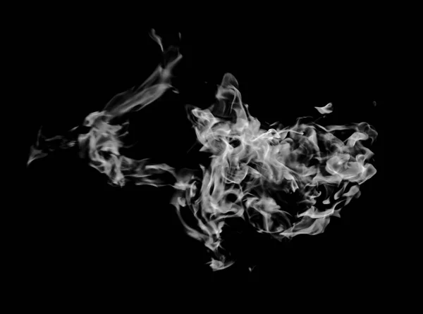 white flame smoke on black background