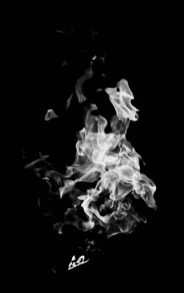 White Flame Smoke Black Background — Stock Photo, Image