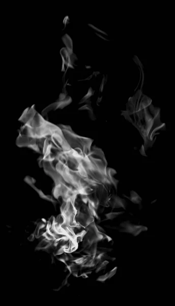 white flame smoke on black background