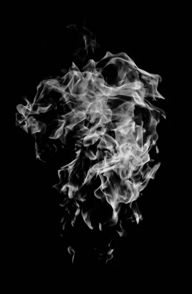 white flame smoke on black background