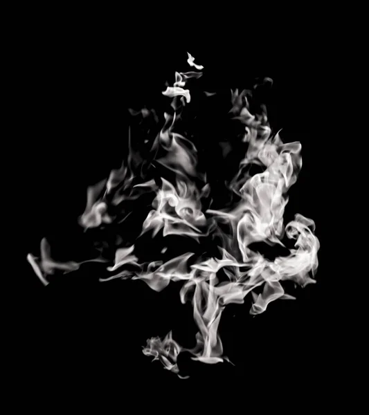 white flame smoke on black background