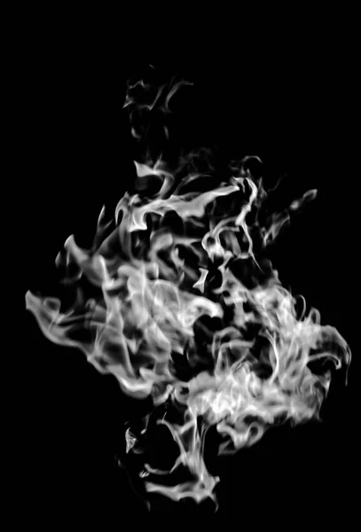 Fumée Flamme Blanche Sur Fond Noir — Photo