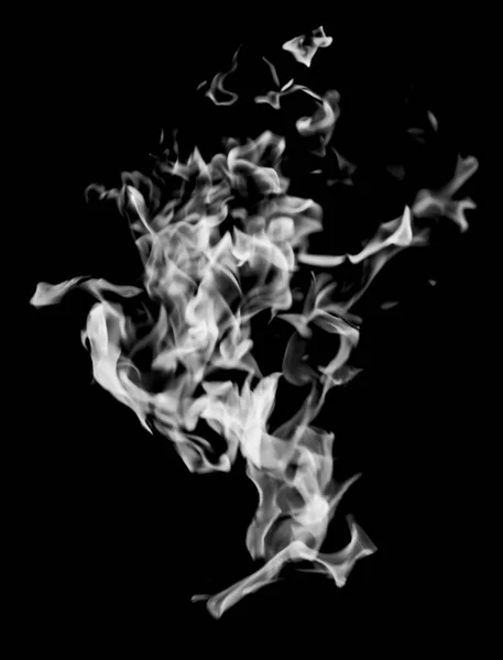 white flame smoke on black background