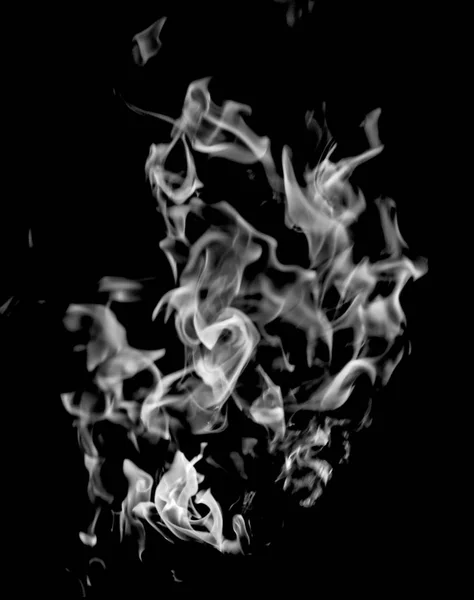 white flame smoke on black background